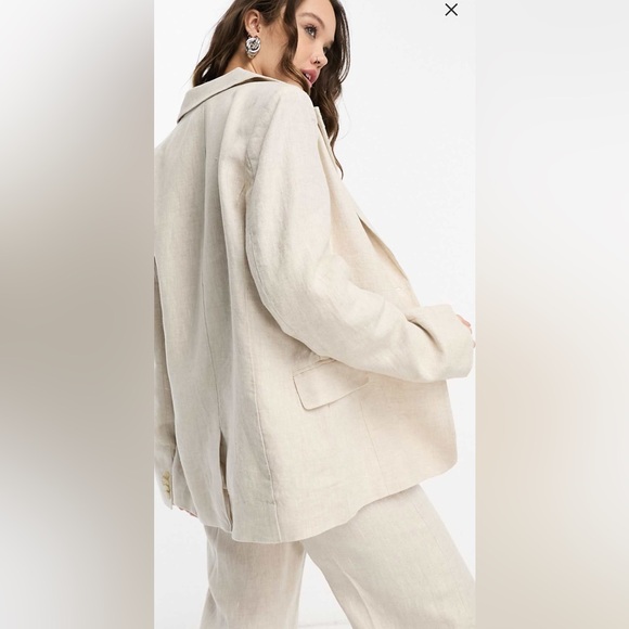 &Other Stories linen blazer BEIGE & tailored pants COMES AS SET. EU 38 US 8 NWT - Picture 3 of 8